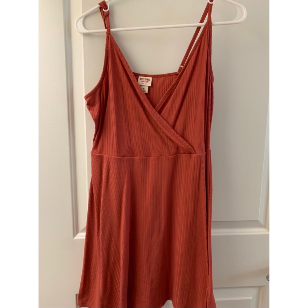 Burnt Orange Spaghetti Strap V-Neck Dress